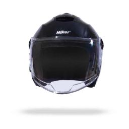 Hiker Flash Pro ABS Black Gloss Half Face Motorcycle Helmet, Size: Small-19