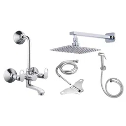 Spazio Brass Xtra Premium Chrome Finish L-Bend with Butterfly Jet &a; Shower with 15 inch Arm &a; Health Faucet-picture-33