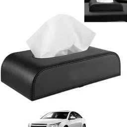 Black Tissue Holder Leatherite/Include Tissue/Save Space For Home/Car/Office-60 Vehicle Tissue Dispenser-12