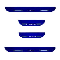 Car Accessories Hub 4 Pcs Acrylic Black Sill Scuff Plate Set with Blue LED for Mahindra Verito EV All Model-image-87