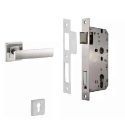 Dorset ML Series Eden Stainless Steel Silver Chrome Finish Door Handle Lock Set with Mortise Latch (Pack of 3)-image-35