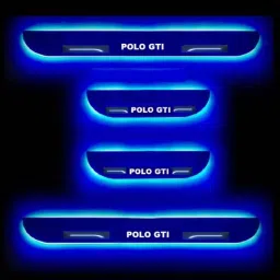 SureStrive 4 Pcs Acrylic Black Car Door Footstep Sill Scuff Plate Set with Blue LED for Volkswagen Polo Gti All Model-image-61