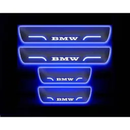 Car Accessories Hub 4 Pcs Acrylic Black Sill Scuff Plate Set with Blue LED for BMW All Models-picture-38