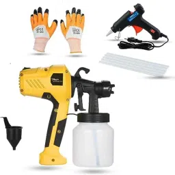 Hillgrove 400W 0.8 Litre Plastic DIY HVLP Paint Sprayer Gun with 20W Glue Gun, Gloves &a; 5 Pcs Glue Sticks, HGCM1310-image-4