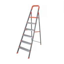 Alnico 6 Steps 150kg Silver &a; Orange Aluminium Foldable Hybrid Ladder with Platform-image-87