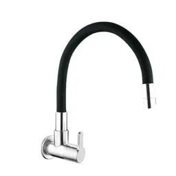 IRIS Brezza Brass Chrome Finish Wall Mount Sink Cock for Kitchen with Silicone Flexible Spout-image-25