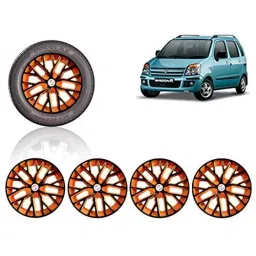 Auto Pearl 4 Pcs 13 inch ABS Black &a; Orange Press Type Fitting Car Wheel Cover Set for Maruti Suzuki Wagon R-image-99