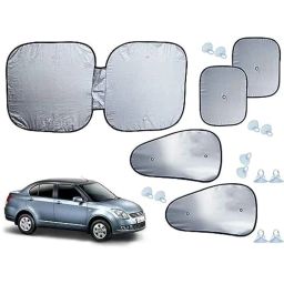 Auto Pearl 5 Pcs Polyester Black &a; Silver Window &a; Front Sun Shade Set for Maruti Suzuki Swift Dzire T1 2008-2011-picture-7