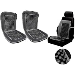 Auto Pearl PU, Velvet &a; Wooden Beads Grey Rectangular Seat Cushion for Renault Duster 2016 (Pack of 2 )-image-86