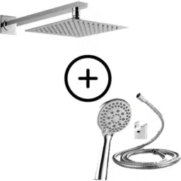 ZAP Hexa Stainless Steel 304 Chrome Finish Square Overhead Shower &a; ABS Hand Shower Combo with Hose Pipe &a; Wall Hook-image-17