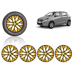 Auto Pearl 4 Pcs 14 inch ABS Black &a; Yellow Press Type Fitting Car Wheel Cover Set for Maruti Suzuki Celerio Vxi-image-55