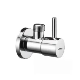 ZAP Turbo Brass Chrome Finish Angle Cock Valve with Wall Flange-image-94