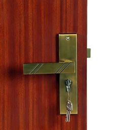 Saze Altis 8 inch Stainless Steel Antique Brass Matt Finish Cylindrical Plate Mortise Door Lock Pull Handle Set with 3 Computer Keys image 2