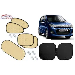 Auto Pearl 6 Pcs PVC &a; Mesh Beige Window, Front &a; Rear Sun Shade Set for Maruti Suzuki WagonR 2013-picture-18