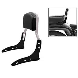 AOW Harley Style Backrest Support Pillion Balck Cushion Back Rest Full Black Bar for Royal Enfield Models RE-22-10