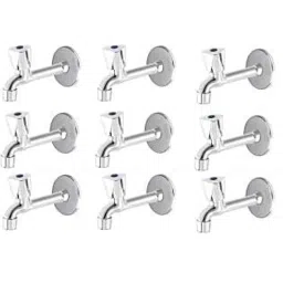 Spazio Smartbuy Stainless Steel Chrome Finish Trio Collection Long Body Bib Cock Tap with Wall Flange (Pack of 9)-picture-9