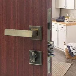 Saze Rose Stainless Steel Antique Brass Finish One Side Key Mortise Door Lock Handle Set with 3 Keys, LB-10003-image-20