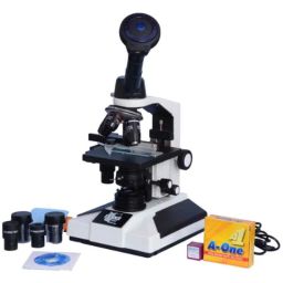 ESAW 40-1500x Monocular Compound Microscope with Semi Plan Achro Objectives, 5.0MP CMOS Camera &a; Kit-3