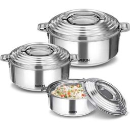 Milton Galaxia 3 Pcs 1000, 1500 &a; 2500ml Stainless Steel Silver Casserole Set-picture-16