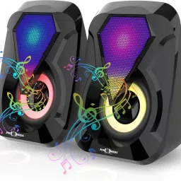 Pick Ur Needs Multimedia Sound Bass Speakers with Colourful LED Modes System for PC Laptop 3 W Laptop/Desktop Speaker-0