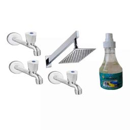 Fastgear 5 Pcs Triangle Stainless Steel Silver Chrome Finish Faucet Set with Shower, FG2213-image-66