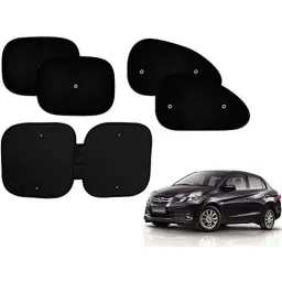 Auto Pearl 5 Pcs PVC &a; Mesh Black Window &a; Front Sun Shade Set for Honda Amaze-picture-5