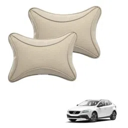Kozdiko 2 Pcs Memory Foam &a; Polyester Beige Dots Car Neck Rest Pillow Set for Volvo V40, XNVJVHGJFH253-picture-23