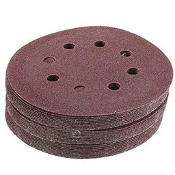 H9 50 Pcs 125mm P100 8 Hole Aluminium &a; Rubber Hook &a; Loop Sanding Disc Sandpaper Set-8