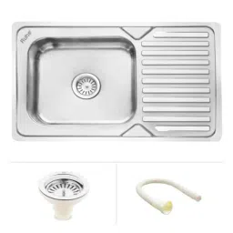Ruhe 32x20x8 inch Stainless Steel Glossy Finish Square Single Bowl Kitchen Sink with Drainboard, 13-0201-03-picture-1