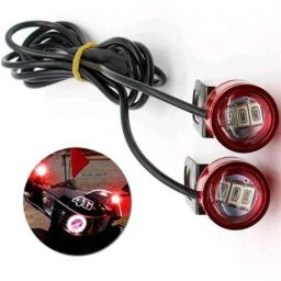 A4S 2 Pcs Red LED Eagle Eye Lamp DRL Strobe Light with Flashing Handle Set for Motorcycle, ASTLO48 image 3
