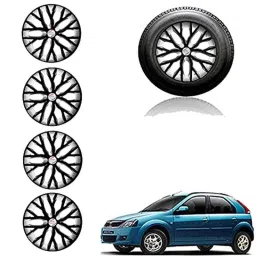 Auto Pearl 14 inch ABS Black &a; Silver Press Type Car Hub Cap Wheel Cover for Verito Vibe-picture-31
