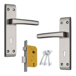 Shrida 503 Alloy Steel Black Silver Finish Mortise Lock Set-image-47