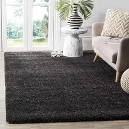 Carpetify 3x5ft Charcoal Shaggy Carpet Plain Luxury Indoor Fur Rug, 0528YSBK0P7-10