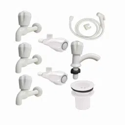 Fastgear ABS White Chrome Finish Bathroom Faucet Set, FG2782-image-34
