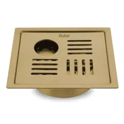 Ruhe Ruby 6x6 inch Stainless Steel 304 Yellow Gold PVD Coating Square Flat Cut Floor Drain with Hole, 16-0322-16-picture-35