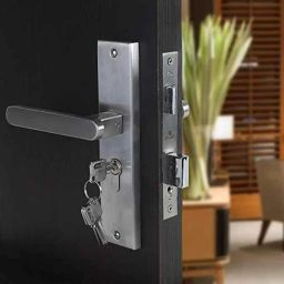 Saze 8 inch Stainless Steel Matt Finish Cylindrical Plate One Side Key Mortise Door Lock Handle Set with 3 Keys, LB-304-image-77