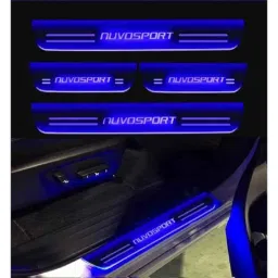 SureStrive 4 Pcs Acrylic Car Side Footstep Set with Blue LED Door Sill Scuff Plate for Mahindra NuvoSport All Model-image-3