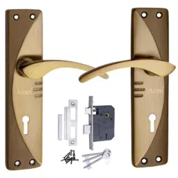 ATOM 7 inch Brass &a; Iron Black Gold Finish Mortise Door Lock Set, MH-1003-KY-BG-picture-35