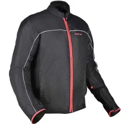 AllExtreme AVIANT Mesh Fabric Air Black &a; Red Bike Riding Jacket with Armour Protector Elbows &a; Shoulders, Size: L-image-66