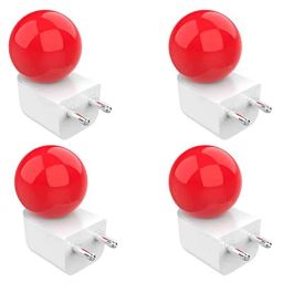 Fybros Bloom 0.5W Polycarbonate Red Round LED Night Bulb with Plug &a; Play, FLS5293D (Pack of 4)-8