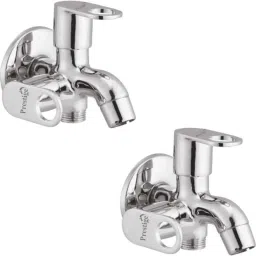 Prestige Prime Brass Chrome Finish Silver 2 Way Bib Cock with Wall Flange (Pack of 2)-image-79