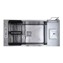 Happy Homes Stainless Steel Double Bowl Kitchen Sink 37x18x10 inch Chrome with Dustbin, HH-15-image-15