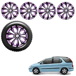 Auto Pearl 4 Pcs 14 inch Black Voilet ABS Press Type Hubcap Wheel Cover Set with Retention Ring for Tata IndigoMarina-image-84