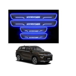 SureStrive 4 Pcs Acrylic Car Side Footstep Set with Blue LED Door Sill Scuff Plate for Toyota Hyryder All Model-image-33