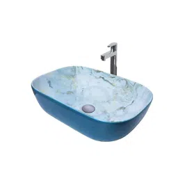 Osam 410x335x150mm Ceramic Siyan Green Tone Glossy Bathroom Wash Basin, OS-173-picture-44
