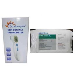 Dr. Morepen NCT-01 Non-Contact Thermometer with Sceptre Scepto Shield-1 W Disinfectant Wet Wipes-43