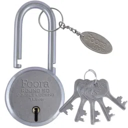 Foora 50mm Double Locking Long Neck Shackle Padlock with 5 Keys &a; 7 Lever gate, Round 50-image-76