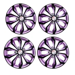 Auto Pearl 4 Pcs 15 inch Black Voilet ABS Press Type Hubcap Wheel Cover Set with Retention Ring for All Cars-image-45