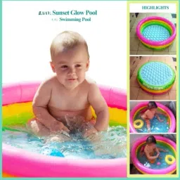 kindertales Kids Swimming Pool Sunset Glow Pool Inflatable Pool With Free Pump(Multicolor) Inflatable Swimming Pool image 4