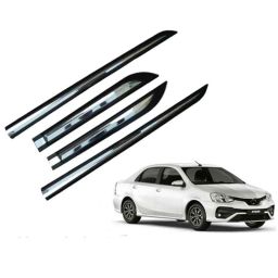 SureStrive 4 Pcs Black &a; Silver Side Door Car Beading Set for Toyota Etios All Model-16
